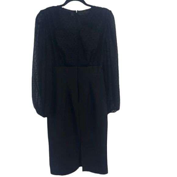 ASOS DESIGN V-Neck Midi Pencil Dress with Textured Sleeves - Size 4 - Picture 7 of 7